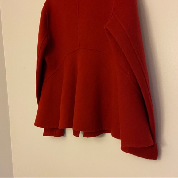 Anne Klein Peplum Wool Cashmere Blend Coat MP Red - Picture 10 of 11